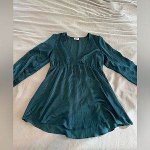 Green show me your mumu long sleeve flowy mini dress